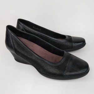 Clarks Everyday Black Leather Wedge Heels Size 10M